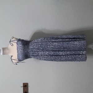 Forever 21 Smocked Tie-strap Floral Blue Dress S